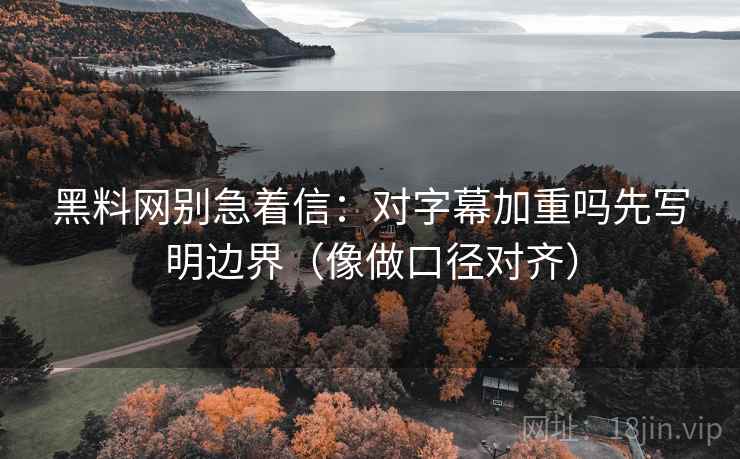 黑料网别急着信：对字幕加重吗先写明边界（像做口径对齐）